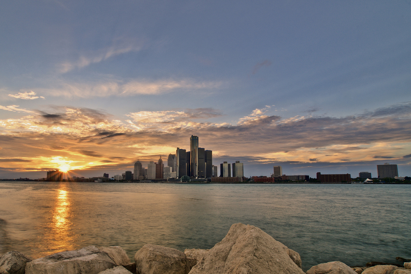 Detroit Skyline at Sunset
